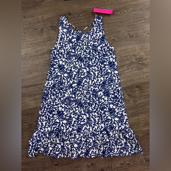 *NWT* Lilly Pulitzer Kristen Flounce Dress Oyster Bay Blue Krillin It - Picture 1 of 6